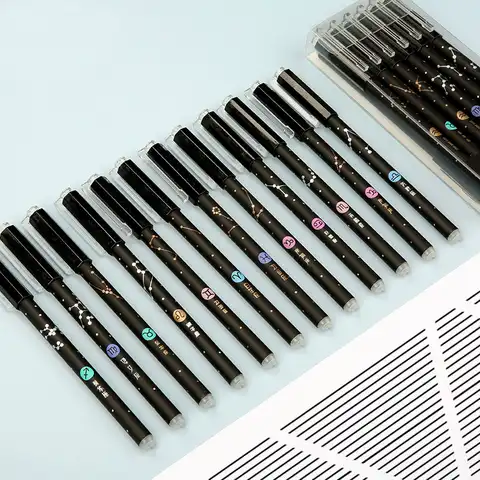 Ручки гелевые стираемые, 3 шт./компл., 0,5 мм, черные, голубые чернила мм
