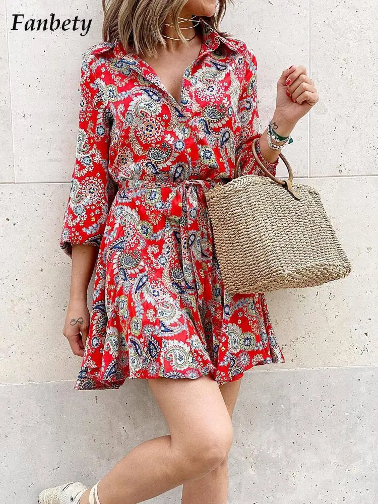 

Женское платье-рубашка с отложным воротником и длинным рукавом