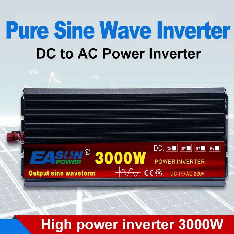 

Pure Sine Wave Inverter 12V/24V To 220V Home Car Inverter 2wk-5kw Dual Display
