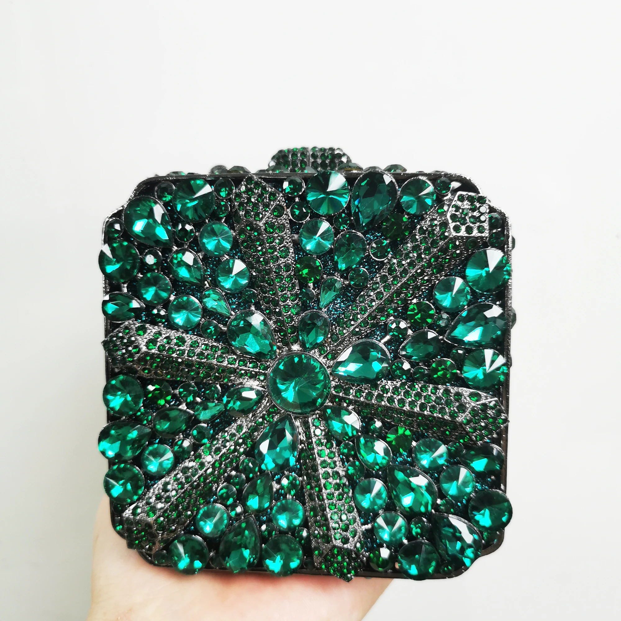 

Woman Blue Green Red Gold AB Champagne Flower Bag Wedding Bridal Crystal Floral Gala Handbag Party Dinner Diamond Clutch Purse