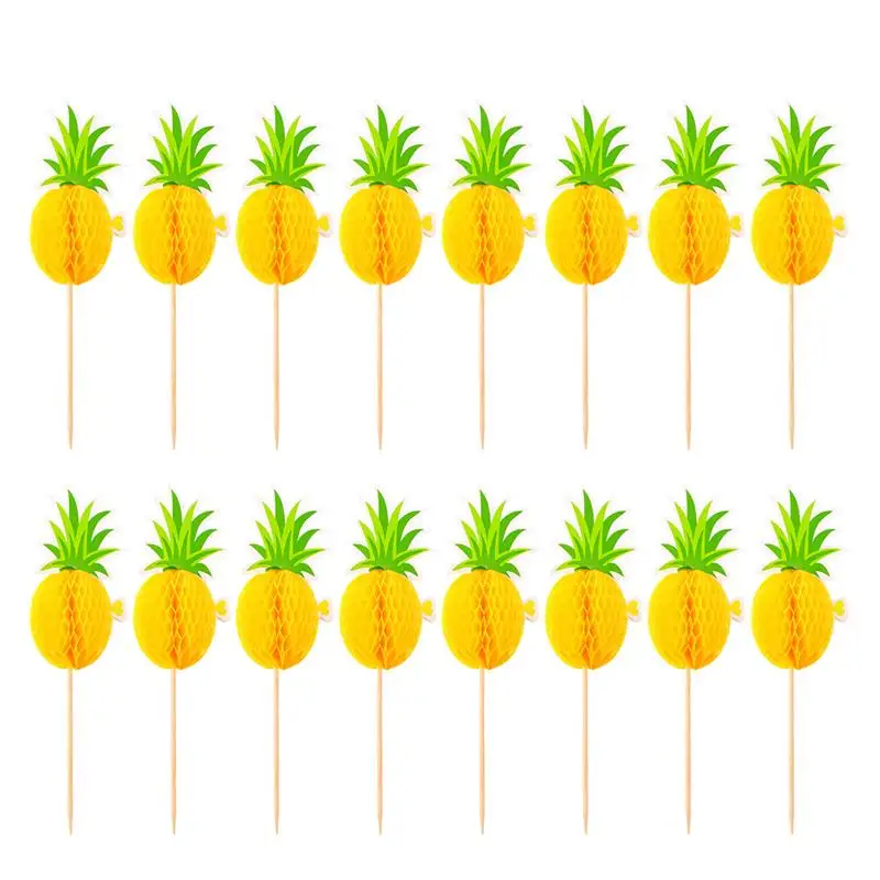 

30 шт. топперы для торта в виде фламинго, ананаса, аксессуары для летних тропических праздников в гавайском стиле, декоративные медиаторы для...