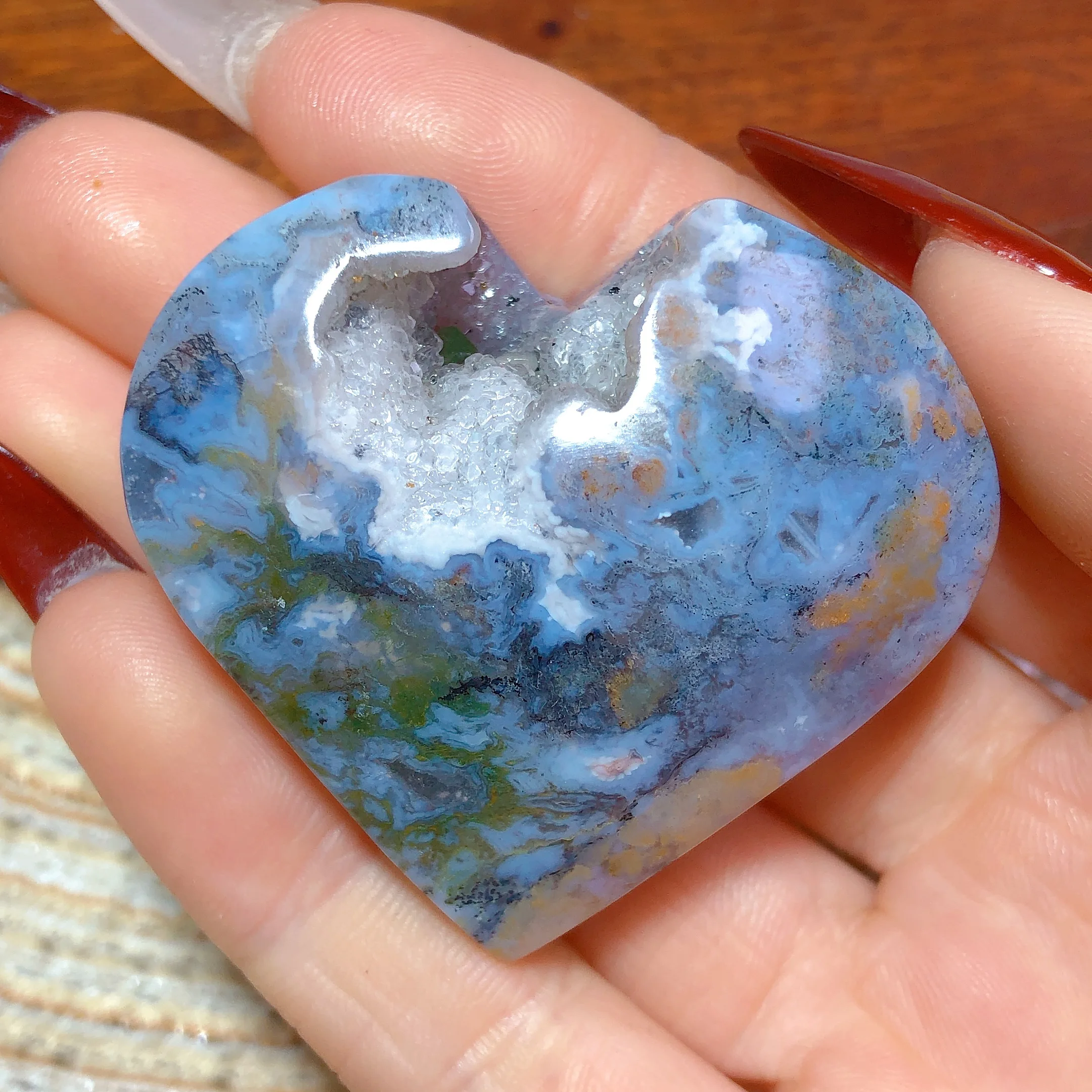 Восстанавливающий Природный Хрустальный мох агат сердечко минеральный камень