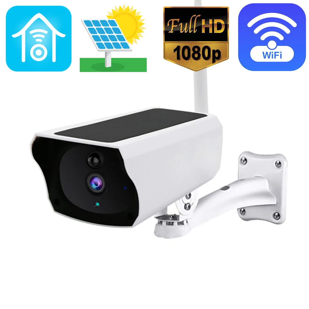 

Солнечная камера 1080P Wifi камера пик 2 Мп HD наружная комнатная беспроводная домашняя охранная сигнализация солнечная панель