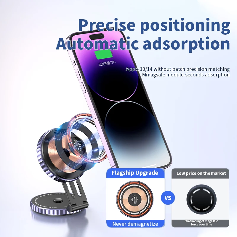 

Беспроводное зарядное устройство 15 Вт, быстрая Беспроводная зарядка для телефона, магнитное Беспроводное зарядное устройство, алюминиевая станция