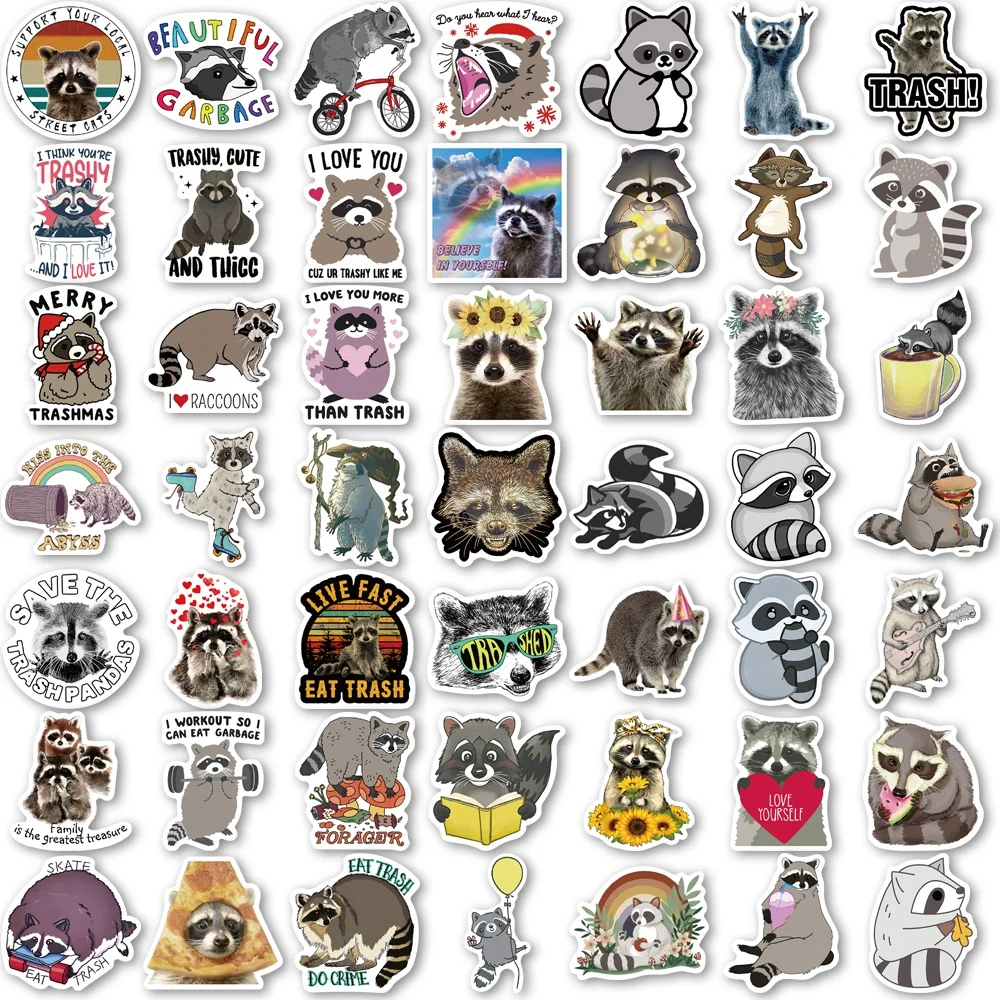 10/50/100pcs 2022 New Cartoon Raccoon Stationery Sticker Waterproof Decals Scrapbooking Planner Diary Stickers Kids Toys - купить по