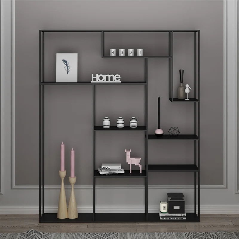 Дизайнерский книжный шкаф офисный ящик черный промышленный дисплей угловая