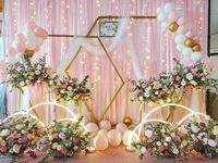 outdoor lawn background iron frame wedding marry backdrop arch artificial flower rack stand for birthday party diy stage