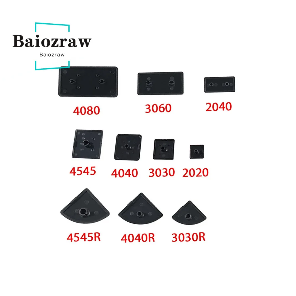 

Черная пластиковая торцевая крышка для алюминиевого профиля 2020 2040 3030 3060 3030R 4040 4080 4040R 4545