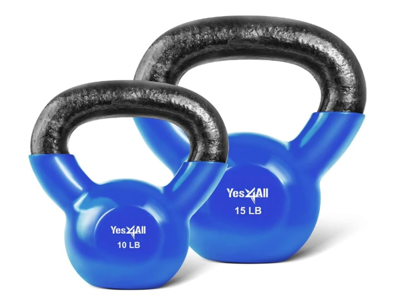 

Yes4All 25 Lb Vinyl Coated / PVC Kettlebell, Blue, Combo / Set, Includes 10-15lb USA Fast