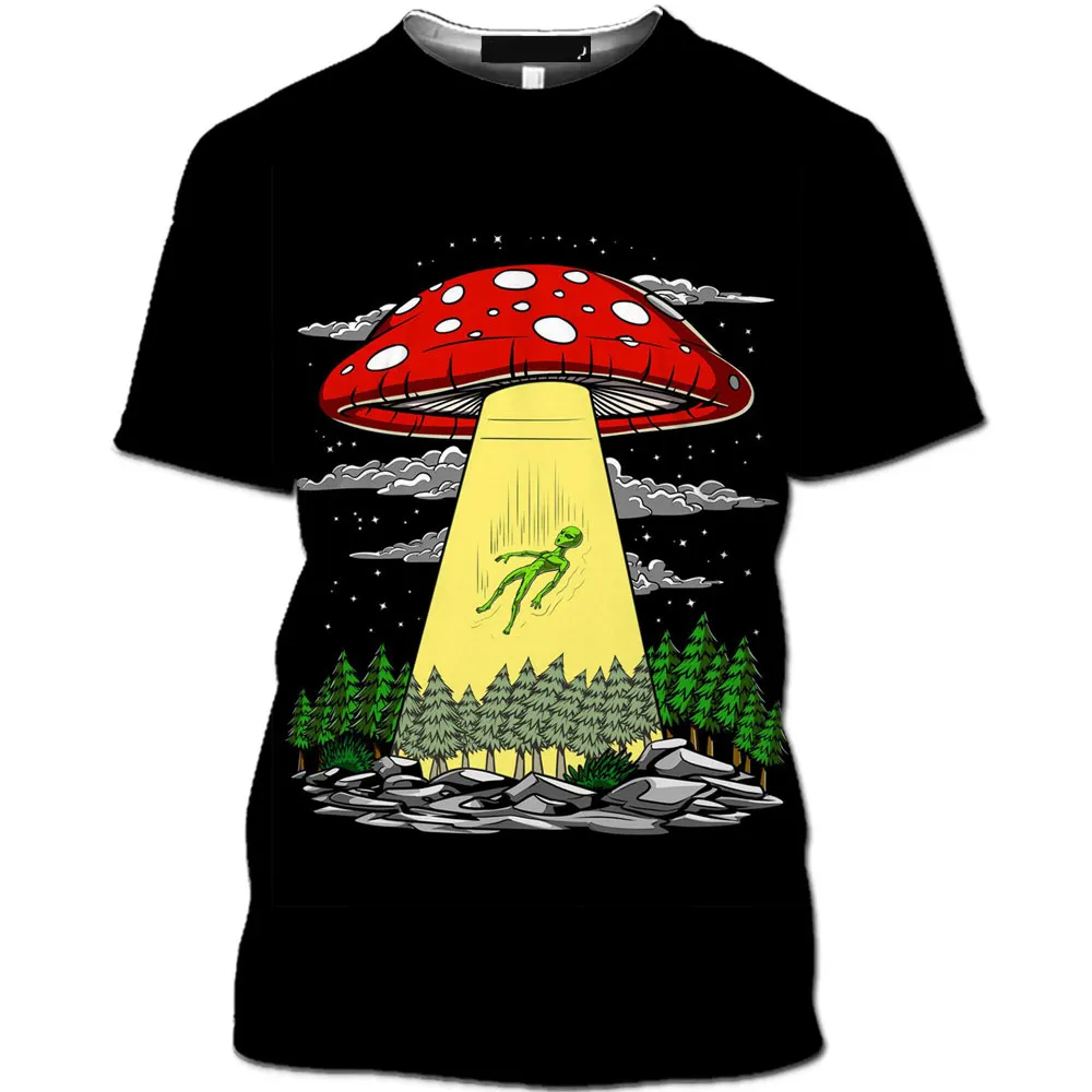 

Mushroom Graphic Men's T-Shirt 3d Printed Animated Food Wild Fungus Neutral Short Sleeve Hip Hop Cartoon Quality Top Garment