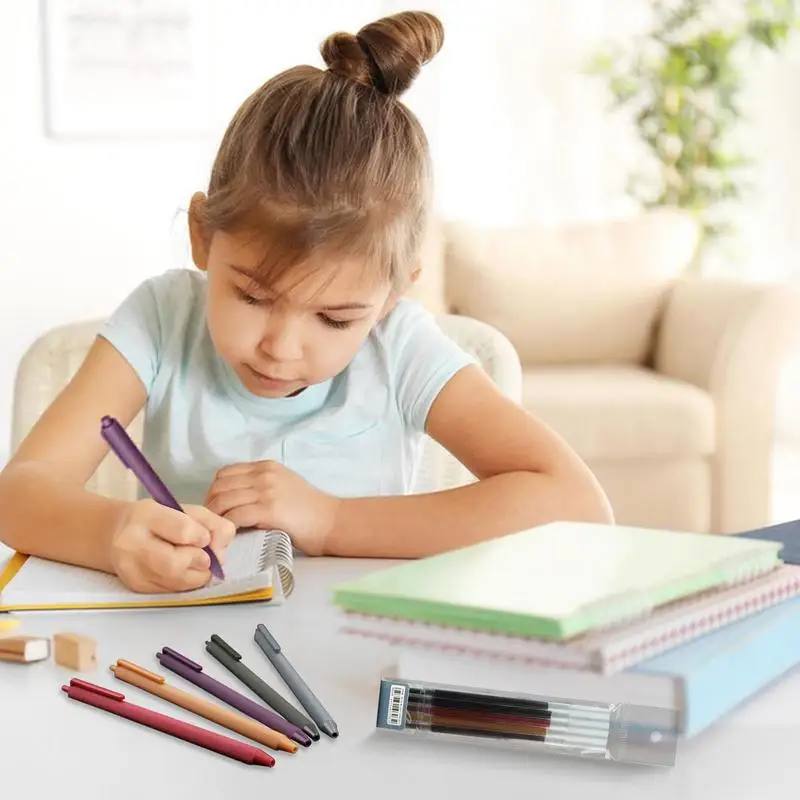 

Выдвижные гелевые ручки s в стиле ретро, 5 цветов, 0,5 мм, цветные чернила для плавного письма, планер, канцелярские принадлежности для рисован...