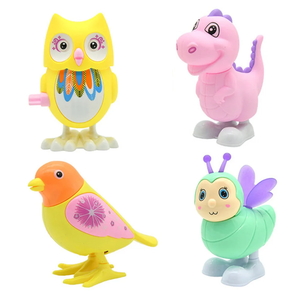 

4Pcs Wind-up Jumping Toys Cartoon Clockwork Animal Toys Desktop Animals Adornment