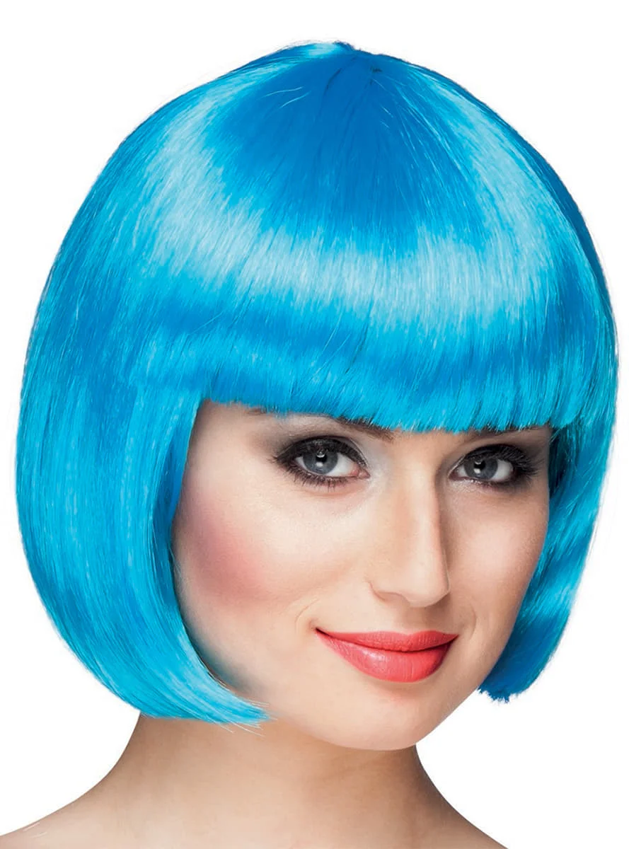 

Turquoise Color Party Wig Stubby Hair Ergonomic Design Practical Products
