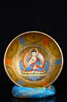 8 tibetan templ collection old bronze gilt draw color shakyamuni buddha sound bowl prayer bowl worship hall town house exorcism