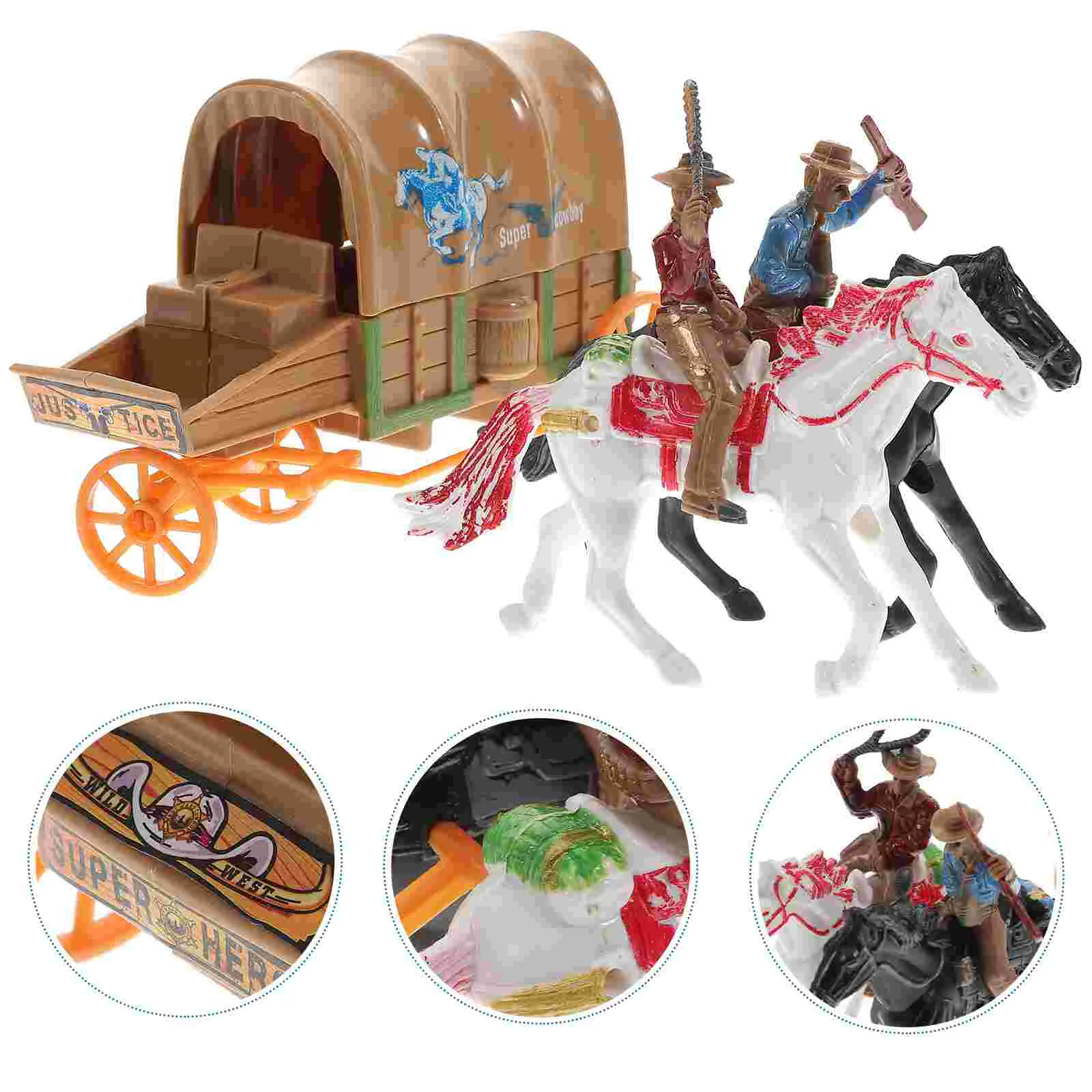

Cowboy Toys Toy Western West Carriage Cowboys Wild Indian Horse Figurines Adornment Model Figures Figure Soldiers Action