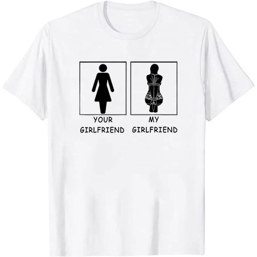 

Your Girlfriend VS My Girlfriend Funny Novelty T-Shirt Men's Tee Hipster Men's Short Sleeves T Shirt Top Tee for Boyfriend