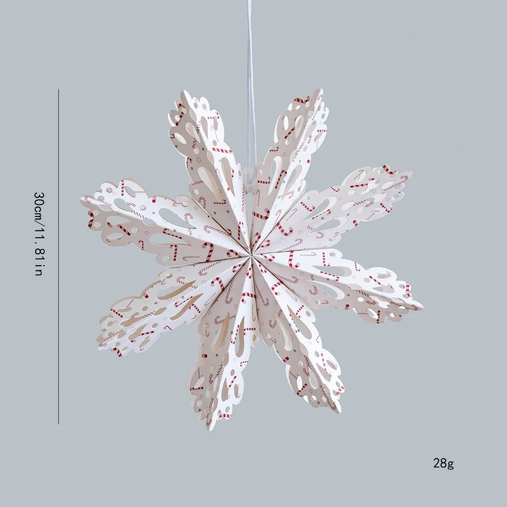 

Бумажный 3D абажур для рождественской елки, подвесной светильник в форме снежинки, декоративный абажур со звездой, 30 см, потолочный кулон, бумажный фонарь со звездой