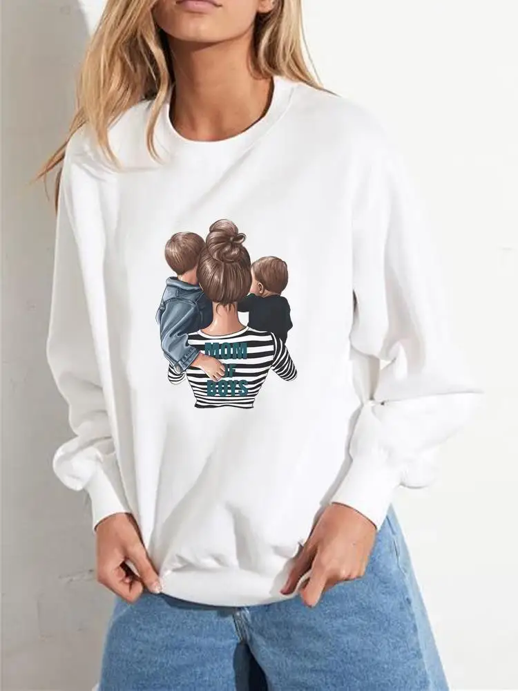 

Autumn Spring Print Fashion Women Casual Sweatshirts Wear Clothing Striped Mom Mama 90s Graphic Clothes Pullovers