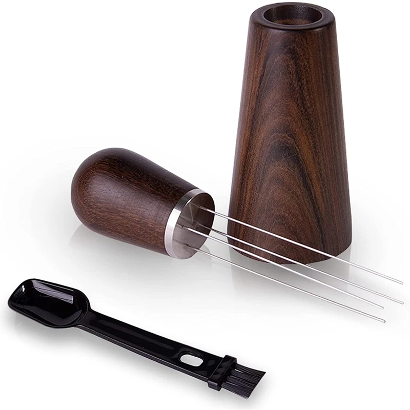 

Espresso Stirrer, Coffee Stirring Tool For Espresso Distribution, Needle Type Distributor With Wood Base And Brush