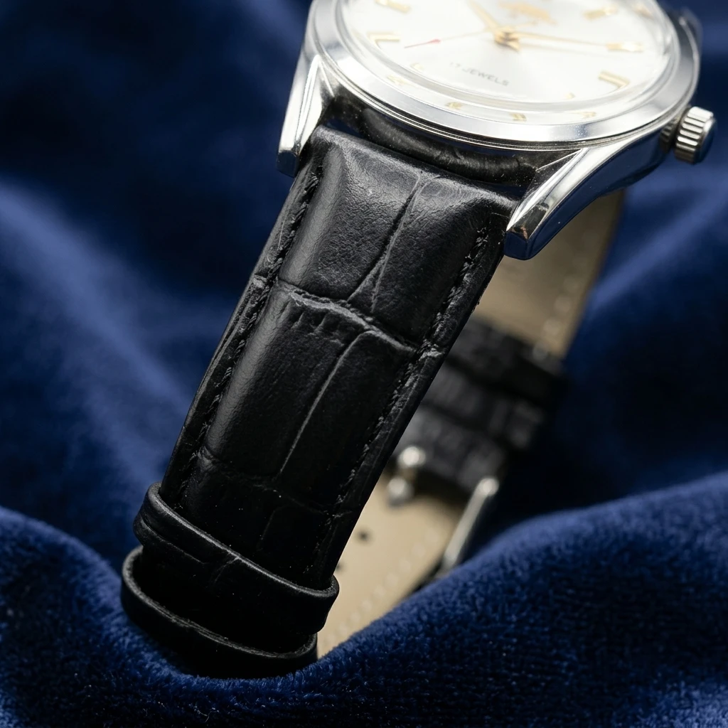 Фото Мужские винтажные механические часы Beijing Brand с 17 камнями, ручным заводом, ударопрочные, с черным кожаным ремешком, деловые наручные часы №4
