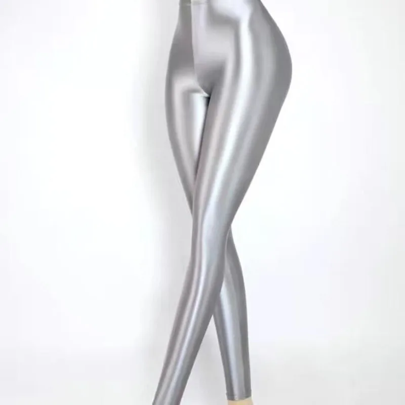 Атласные глянцевые леггинсы для фитнеса бесшовные женские летние штаны йоги с