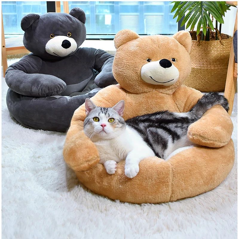 

Зимняя теплая кровать для кошек и собак, Всесезонная Универсальная съемная моющаяся гнездовая будка для маленьких кошек и собак