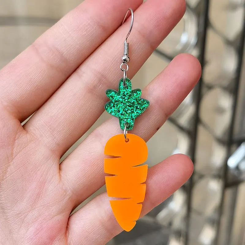 Новые корейские милые асимметричные серьги в виде кролика и моркови женские