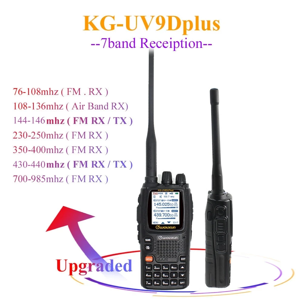 Wouxun KG-UV9D Plus vhf uhf Multi-functional Ham Radio Communciator DTMF 2 Way Raido 7 bands Walkie Talkie Station for Security
