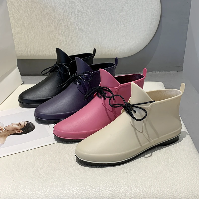 

Rain Boots Women's Short Outdoor Rain Boots Low-Cut Water Shoes Waterproof Kitchen Rubber Shoes Non-Slip Labor Work Shoes 4color