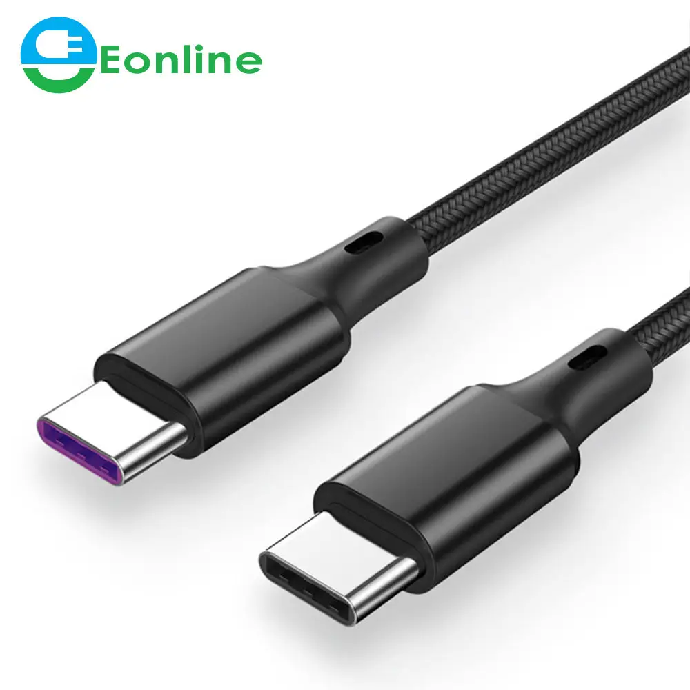 

Eonline 5A 1M 60W PD Type C To Type C Cable USB-C Super Fast Charger Wire Cord PD USB Cable For Samsung S20 Xiaomi Huawei P30