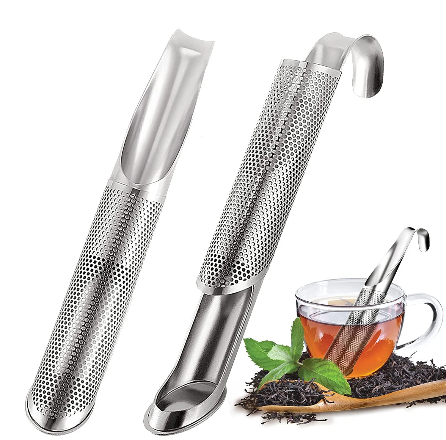 

Tea Infuser Tea Strainers Pipe Shape Tea Filter Infuser with Hanging Hook Fine Holes Tea Interval Diffuser Teaware Accessories