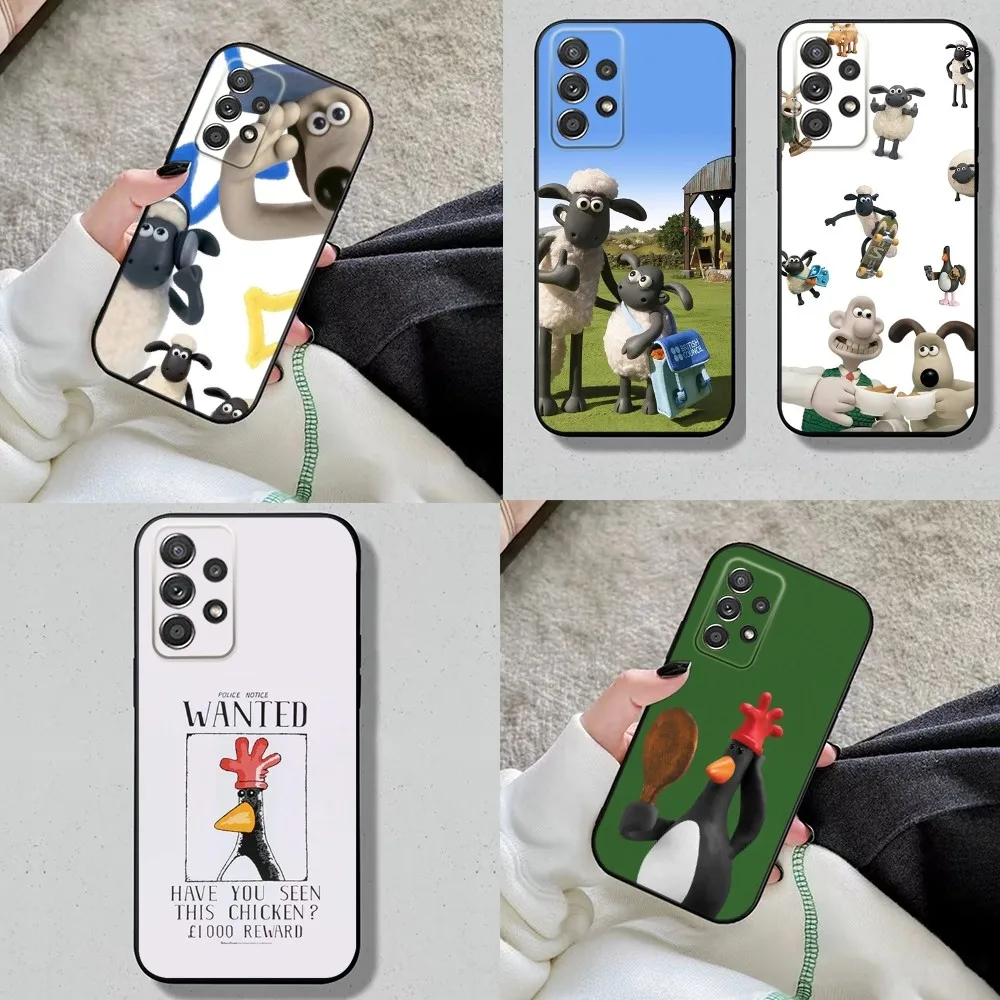 Cute W-Wallace G-Gromit Phone Case For Samsung S24 S23 S22 S21 S20 S10 S10E S9 Plus FE Note 20 Soft Black Cover Shell