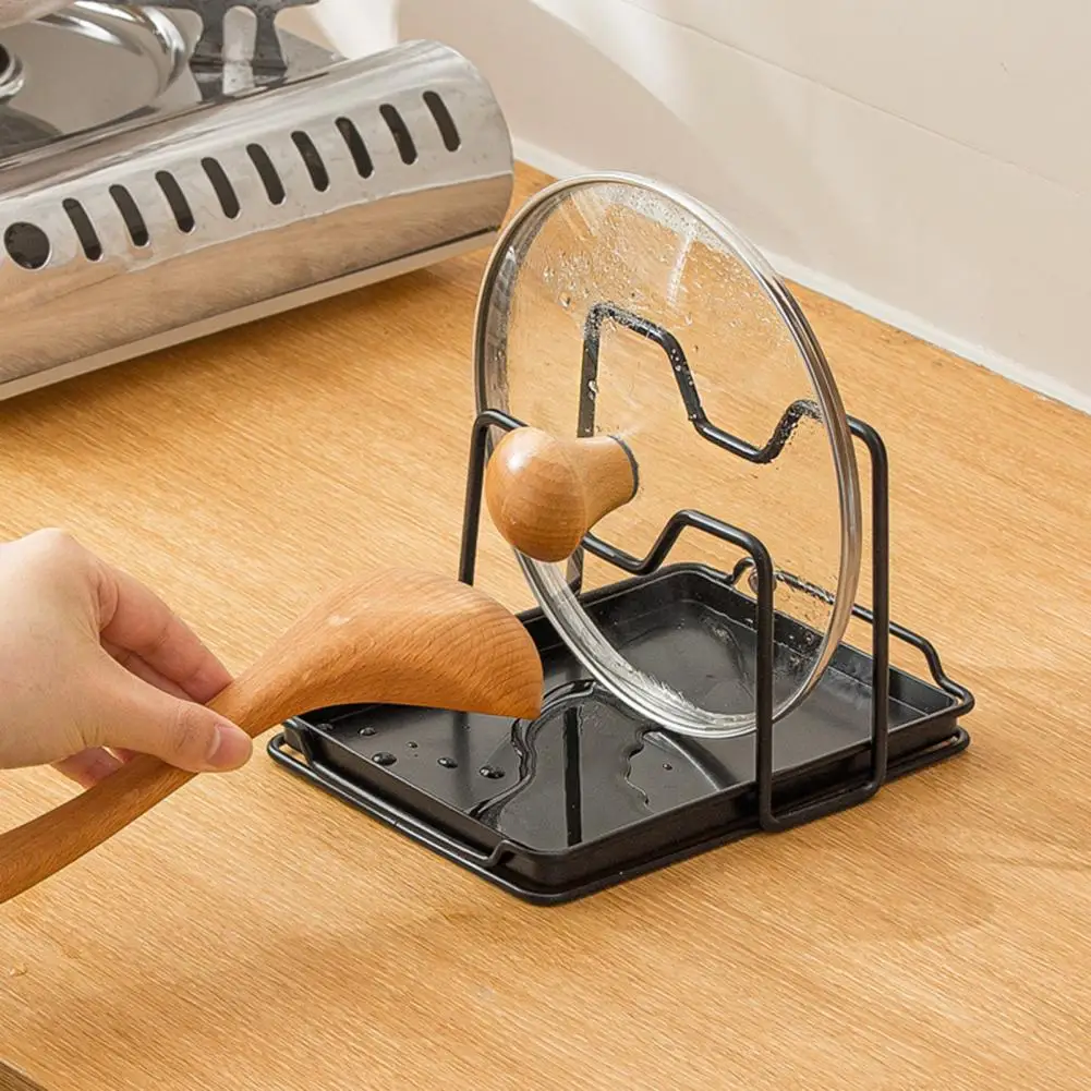 

Great Pan Cover Rack Non-Slip Kitchen Tool Kitchen Counter Utensil Storage Organizer Rack Iron Pan Lid Holder for Restaurant