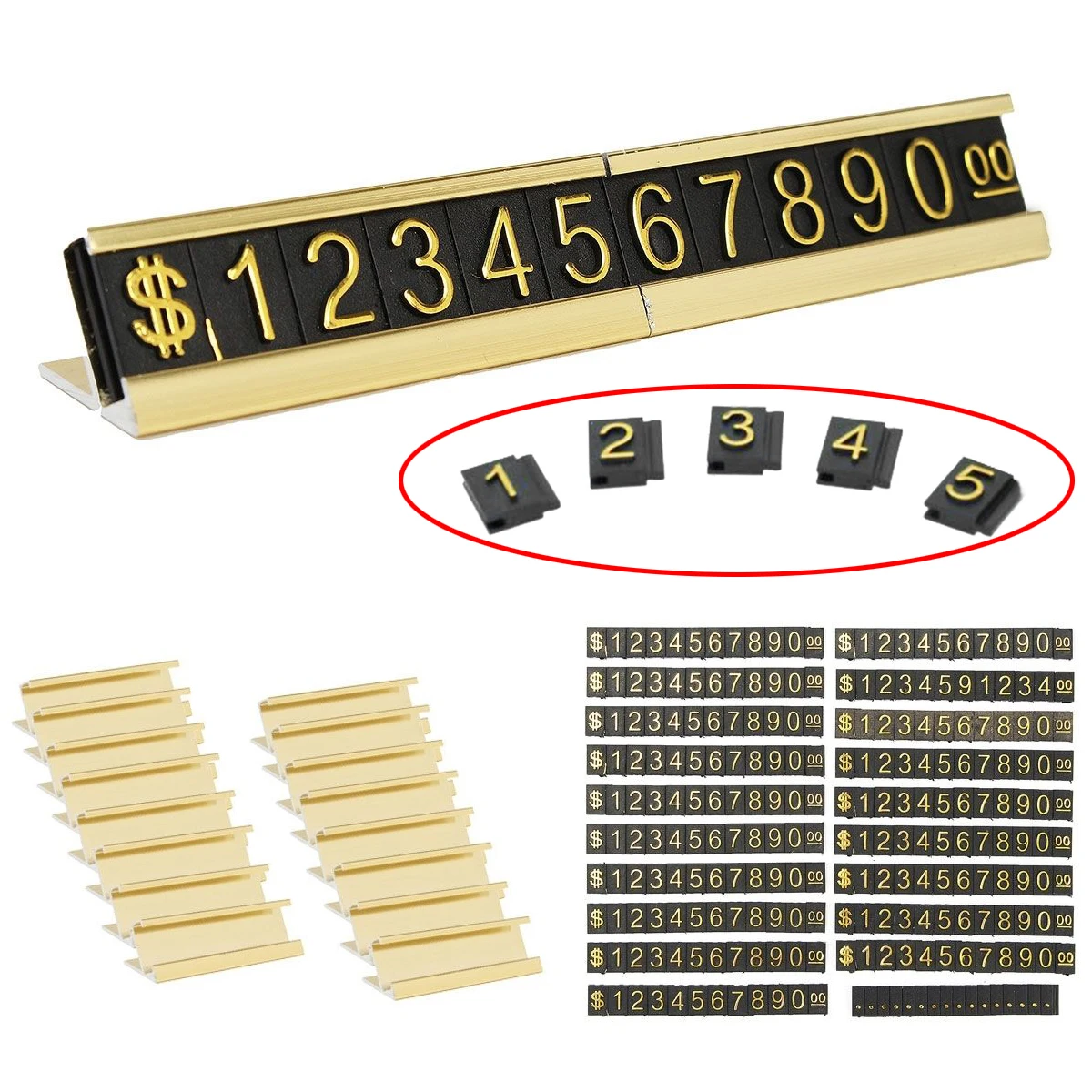 New Golden Adjustable Number Letter Price Display Counter Base Stand Tag Label