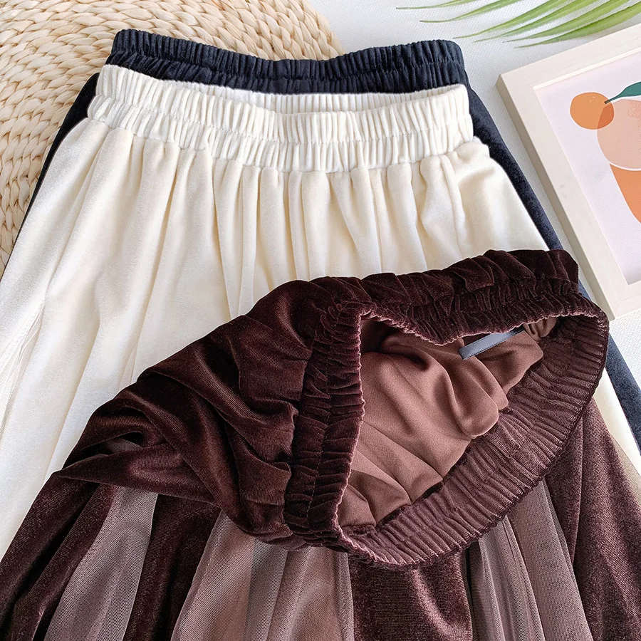 Женская плиссированная юбка-пачка с высокой талией однотонная бархатная