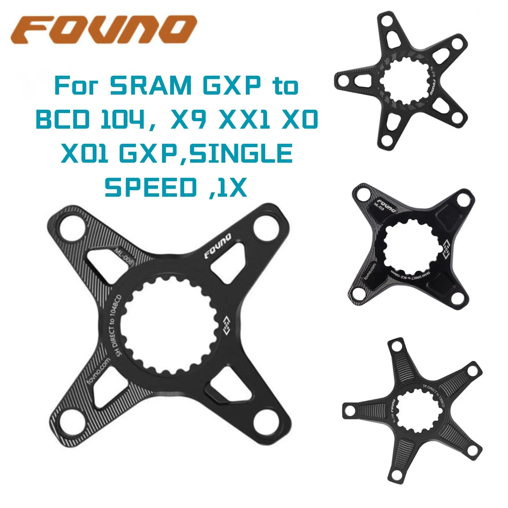 

FOVNO Chainring Adapter forSRAM GXP Spider to 104BCD 110BCD forShimano Direct Mount Converter M6100 M7100 M8100 M9100 12S MTB