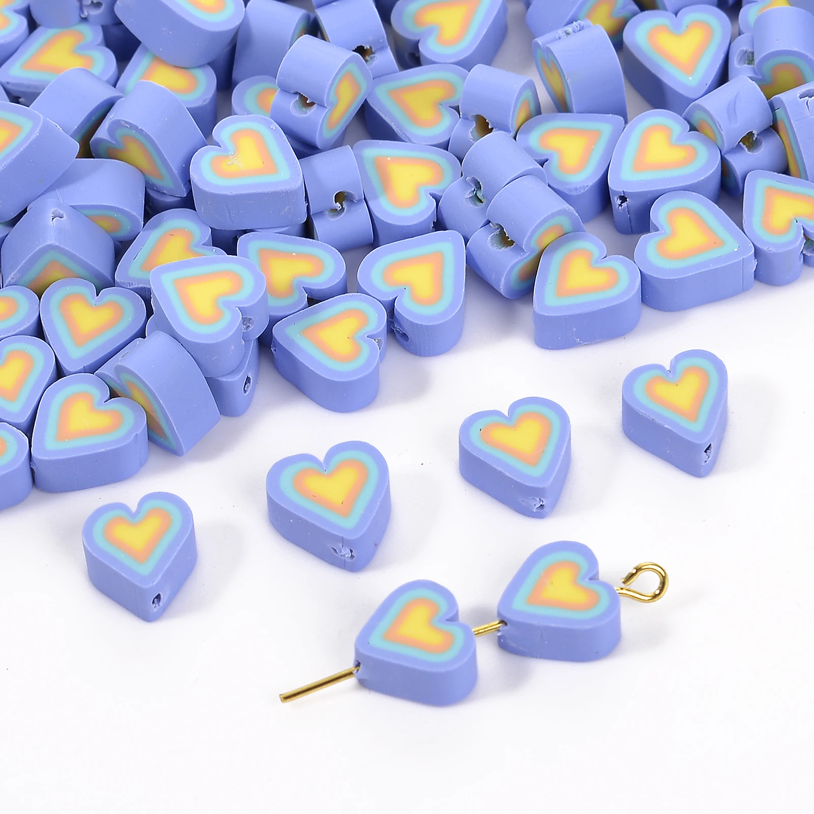 30 шт. синих сердечных бусин мелалеука из полимерной глины для изготовления украшений своими руками - браслетов, ожерелий.