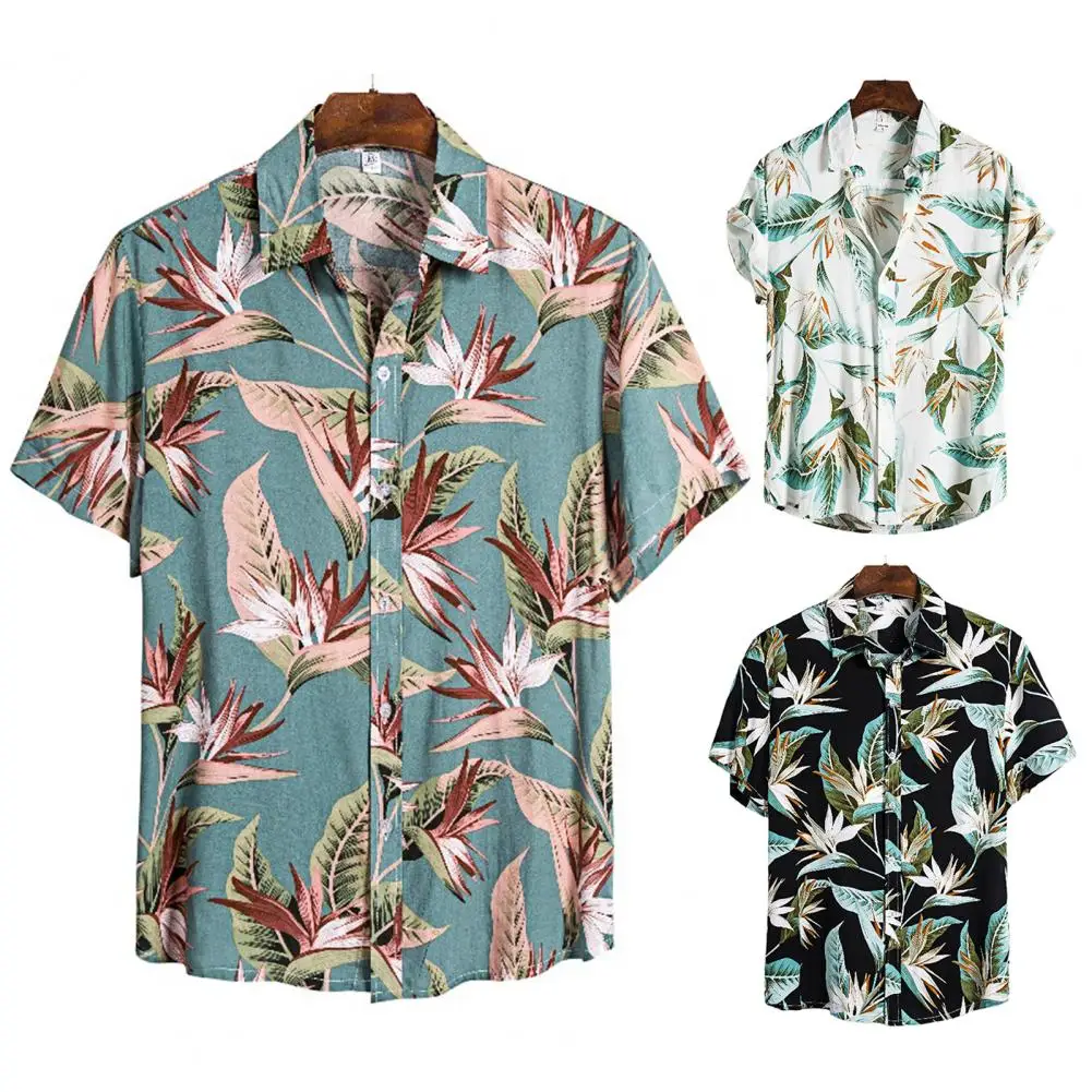 

2021 New Arrival Men's Shirts Men Hawaiian Camicias Casual One Button Wild Shirts Printed Short-sleeve Blouses Tops