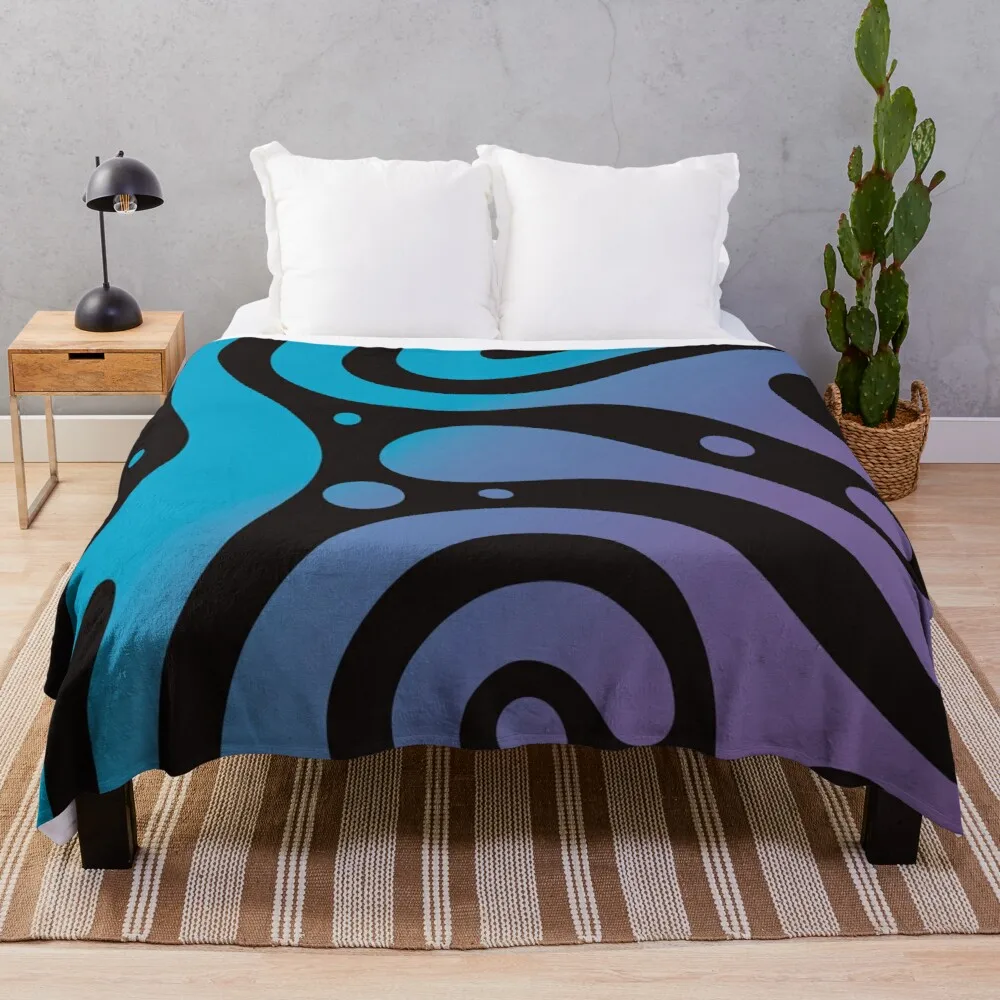 

Liquid Swirl Pattern in Black Purple Blue Throw Blanket Thermal Blankets For Travel Custom Blankets Plush Blankets Cute Blanket