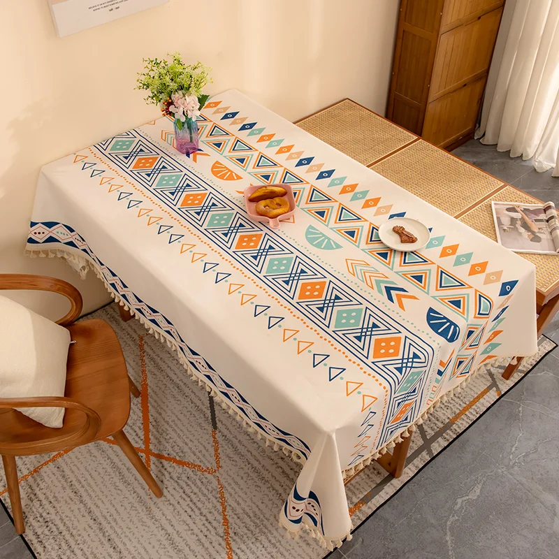 

Vintage cotton and linen tablecloth, linen waterproof, oil resistant, and washable coffee table
