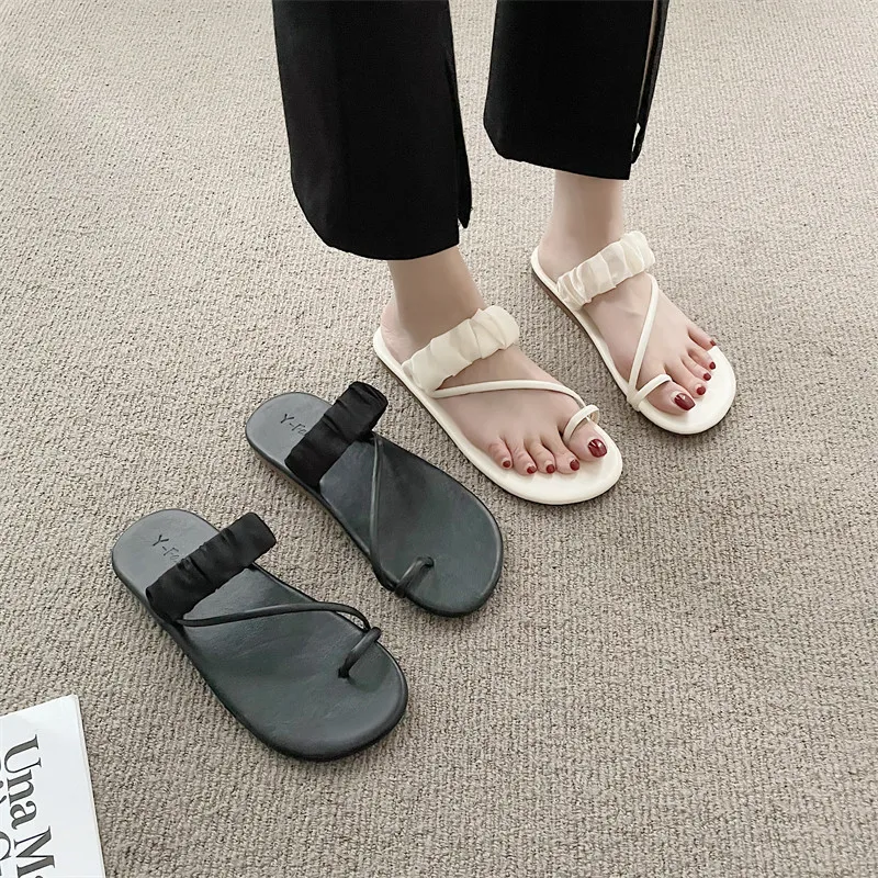 

Shoes Slippers Flat Luxury Slides Slipers Women Rubber Flip Flops Soft Designer 2022 Hawaiian Rome Basic PU Pleated Shoes Womens