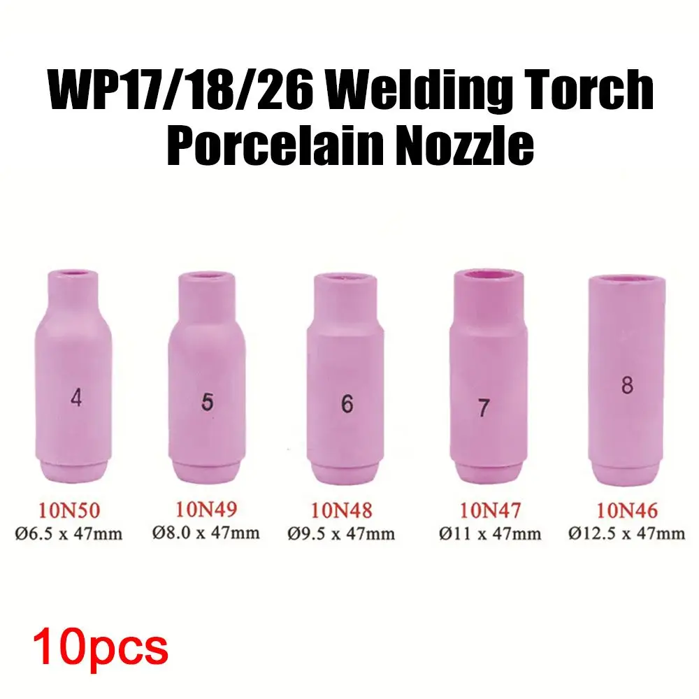 

10pcs Accessories Nozzle Shield Cup Protection Nozzle Torch Tip Porcelain Mouth WP17/18/26 Welding Torch Ceramic Nozzle