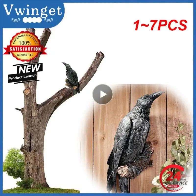 

1 ~ 7 шт. статуя ворона, искусственный ворон, полимерная статуя, птица, ворона, скульптура, уличные вороны, Хэллоуин, Декор, Креативные украшения, воры