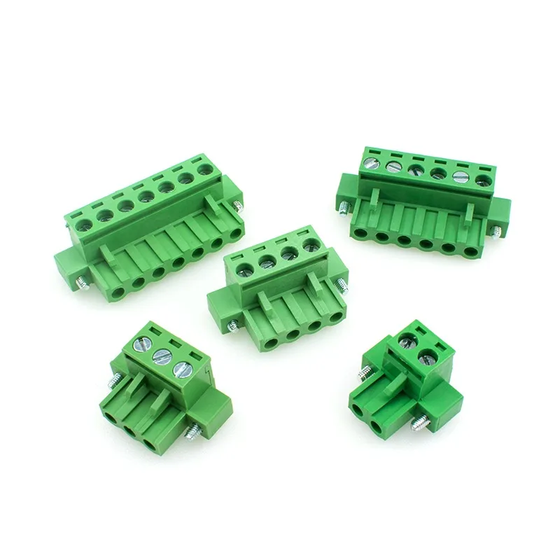1000pcs/lot 2EDGKM/VM/RM 5.08mm Plug-in Green Terminal with Flange Straight Pin Bending Fixed PCB Wiring Plug 2P-12P