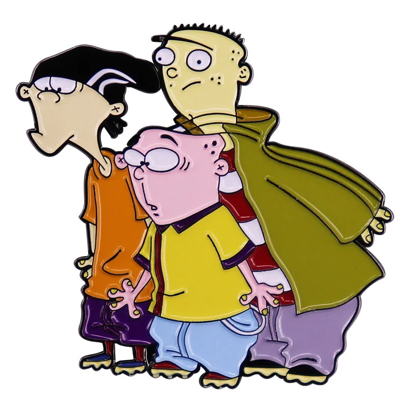 Фото Жесткая эмалированная брошь Ed, Edd n Eddy, значок счастливых трех друзей, мультяшная анимационная брошь Дэнни антонукси 90-х №1