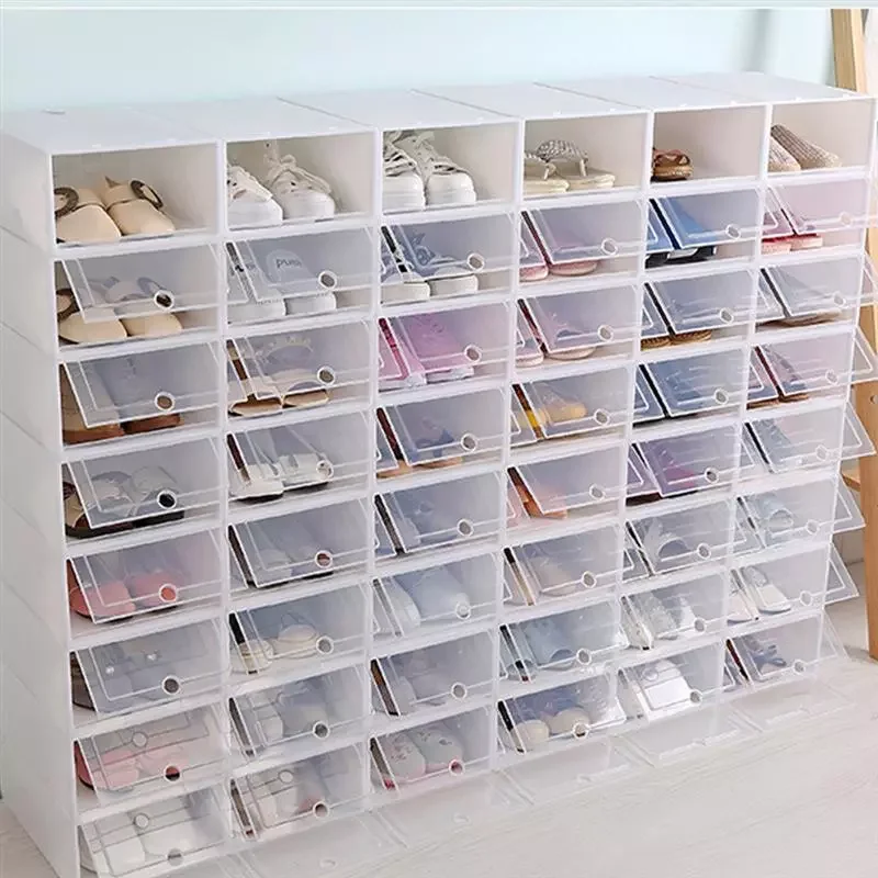 

NEW2023 6PCS Shoes Boxes Thickened Transparent Drawer Case Plastic Shoe Boxes Stackable Box Shoe Organizer Shoebox caja organiza