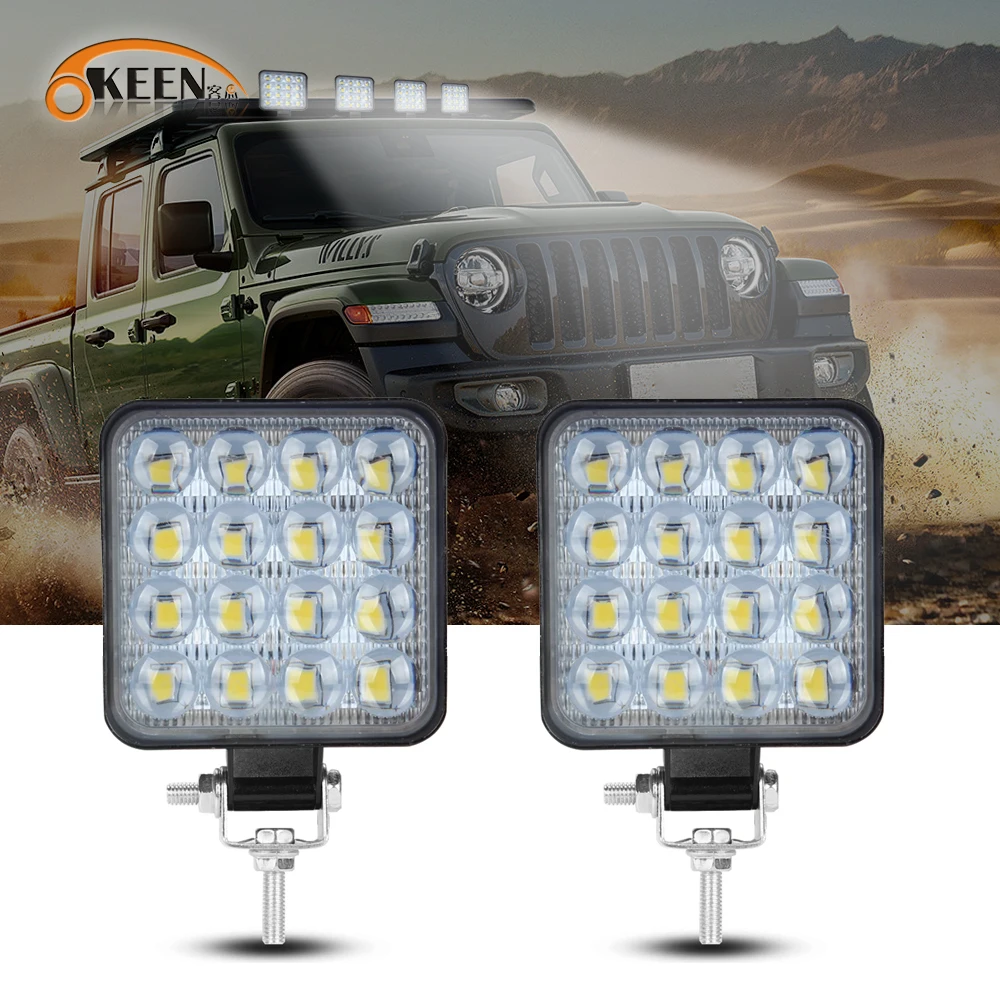 

OKEEN 6000K Led Work Light Bar 48W Offroad Spotlights 12V 24V Headlight For Tractor Boat 4X4 SUV ATV Trucks Motorcycle Headlamp