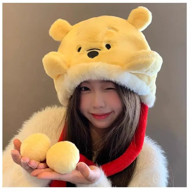 Аниме Винни Пух плюшевая шляпа Kawaii Girl утолщенная вкладка портативный