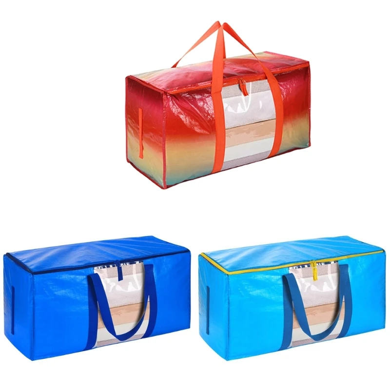 

Big Capacity Moving Bag Foldable Storage Bags Clothes Quilt Luggage Tote Woven Handbag Zipper Waterproof