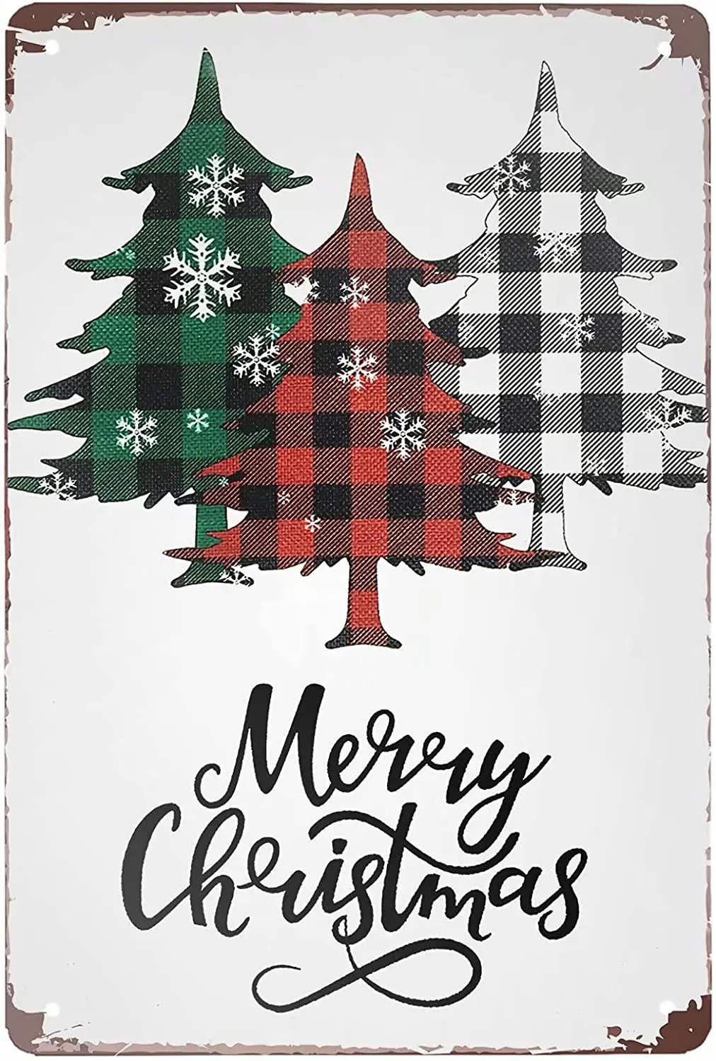 

Retro Tin Sign Merry Christmas Trees Metal Sign Wall Art Plaque Poster